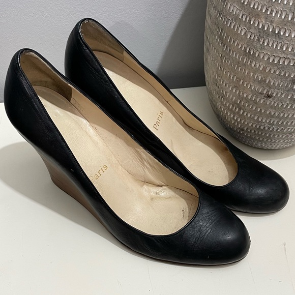 Christian Louboutin Wedge Black Shoes - Picture 13 of 14